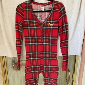 Victoria Secret PINK plaid thermal onesie